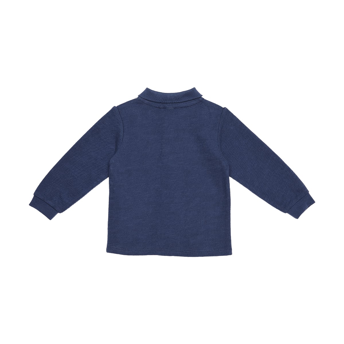 Baby Boys Navy Blue And White Cotton Blend Dog Embroidered Colour Block Full Sleeve Polo T-Shirt Regular Fit Casual Wear