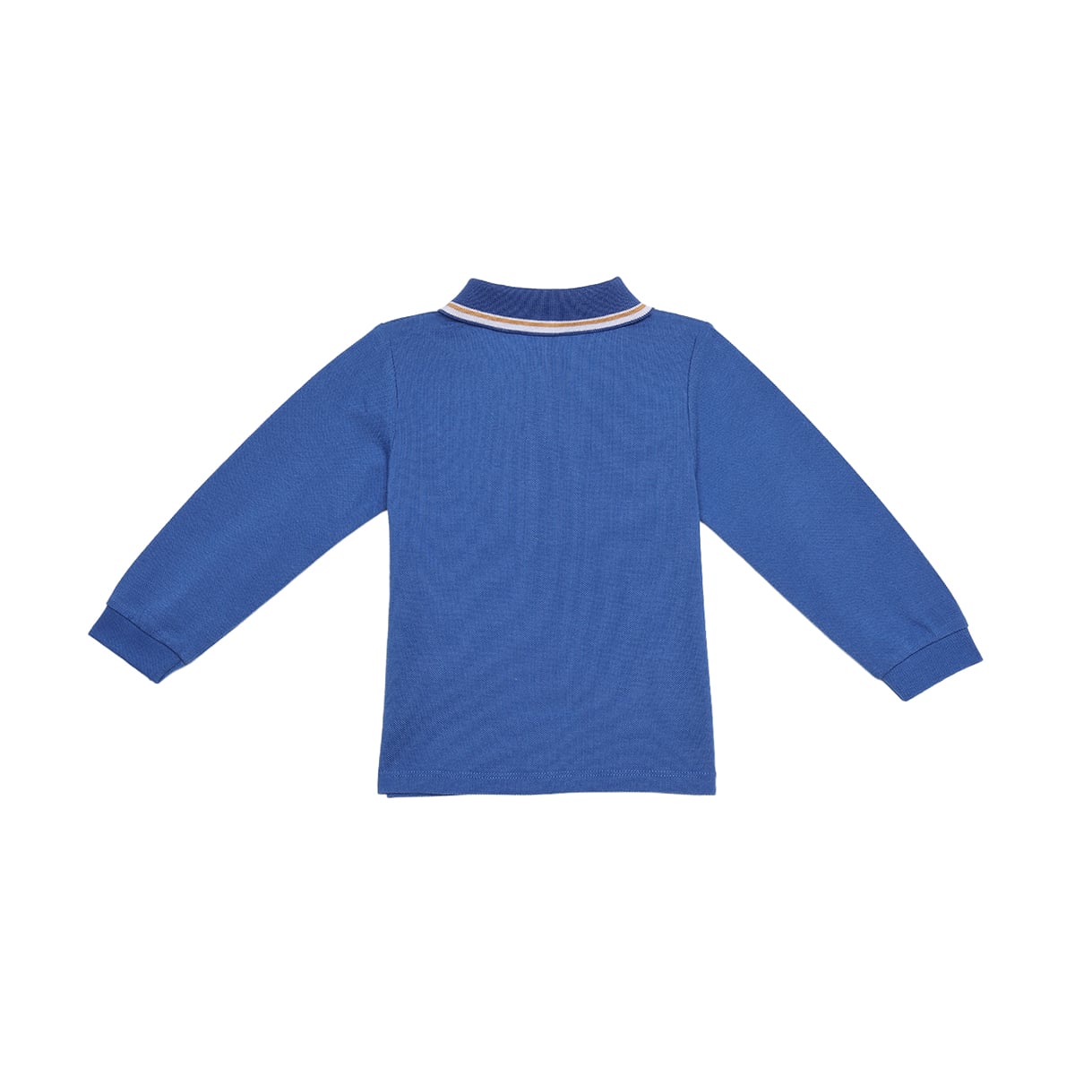 Baby Boys Blue Cotton Blend Dog Embroidered Full Sleeve Zip Polo T-Shirt Regular Fit Casual Wear