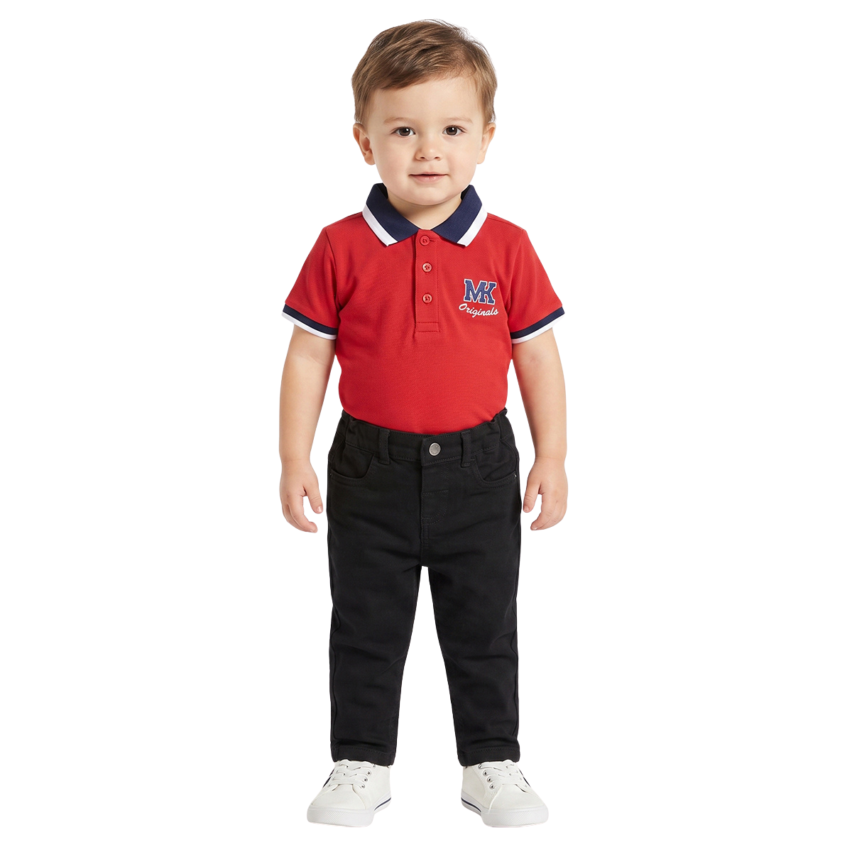 Baby Boys Red Cotton Embroidered Polo T Shirt Regular Fit Casual Wear