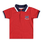 Baby Boys Red Cotton Embroidered Polo T-Shirt  Regular Fit Casual Wear