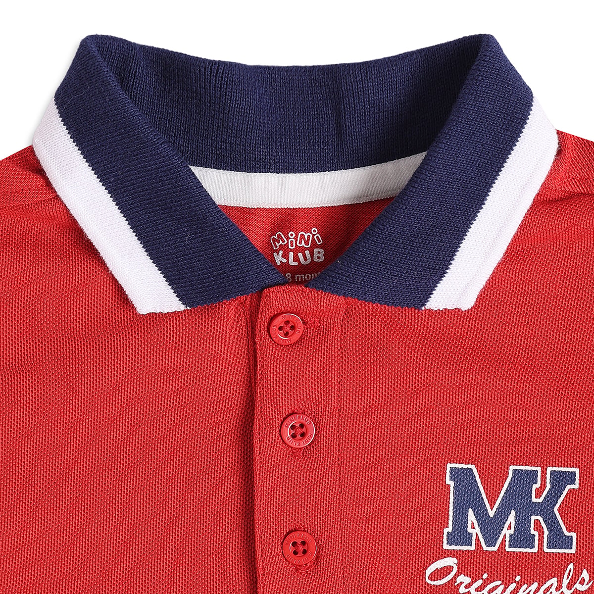 Baby Boys Red Cotton Embroidered Polo T-Shirt  Regular Fit Casual Wear