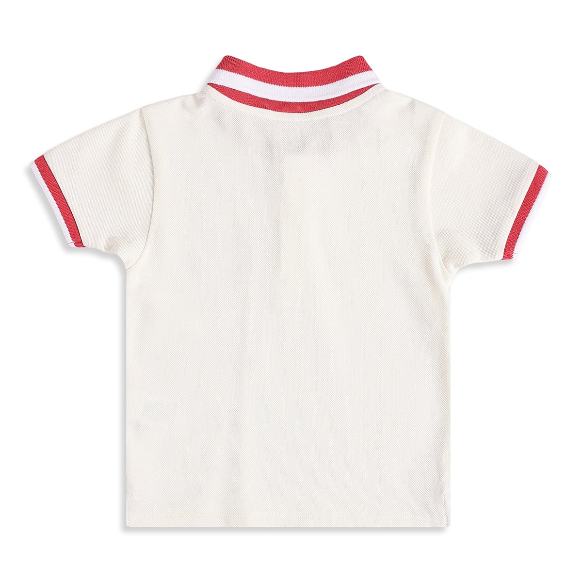 Baby Boys Off-White Cotton Embroidered Polo T-Shirt Pack Of 1 Regular Fit Casual Wear