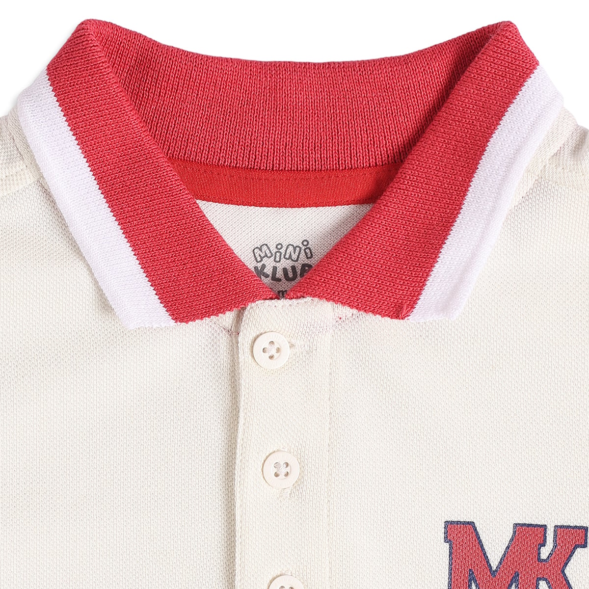 Baby Boys Off-White Cotton Embroidered Polo T-Shirt Pack Of 1 Regular Fit Casual Wear