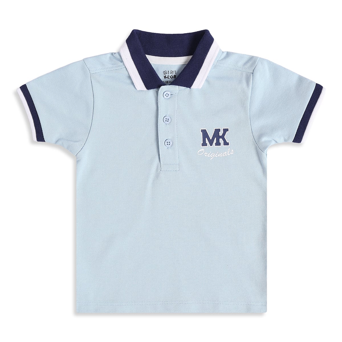 Baby Boys Light Blue Cotton Embroidered Polo T-Shirt Regular Fit Casual Wear