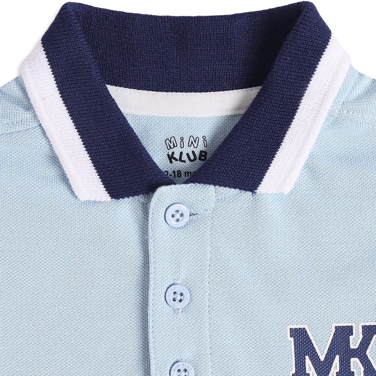 Baby Boys Light Blue Cotton Embroidered Polo T-Shirt Regular Fit Casual Wear