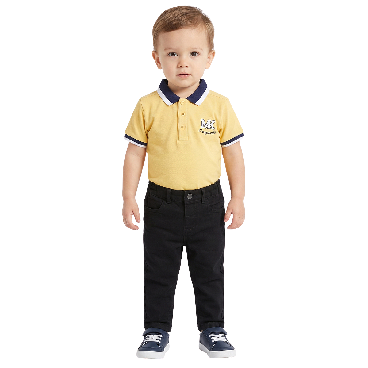 Baby Boys Yellow Cotton Embroidered Polo T Shirt Regular Fit