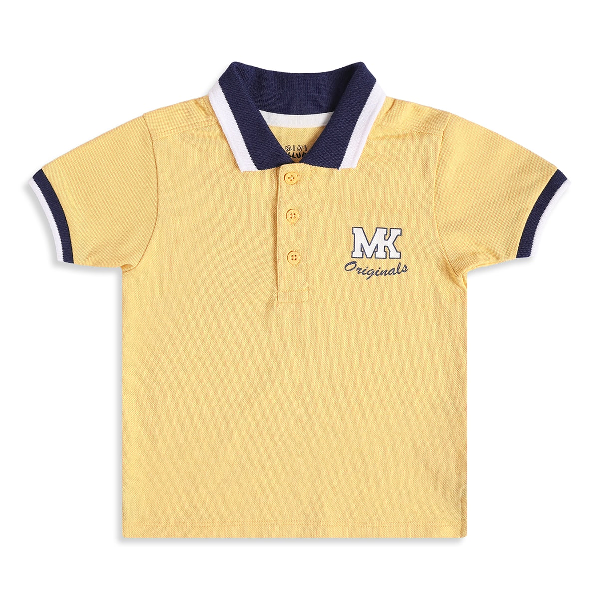 Baby Boys Yellow Cotton Embroidered Polo T-Shirt  Regular Fit Casual Wear