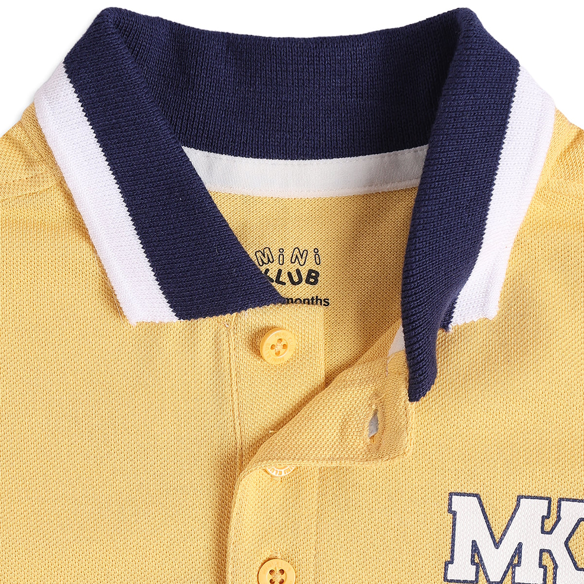 Baby Boys Yellow Cotton Embroidered Polo T-Shirt  Regular Fit Casual Wear