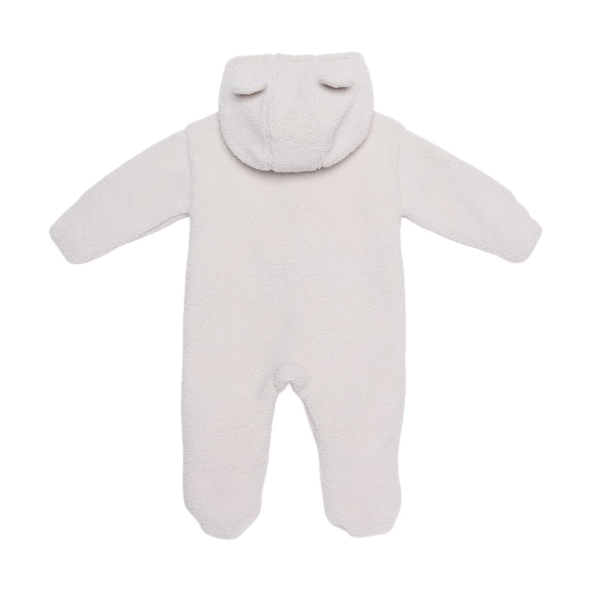 Baby Boys Off White Soft Fur Bear Badge Sherpa Hooded Romper Regular Fit Casual Wear