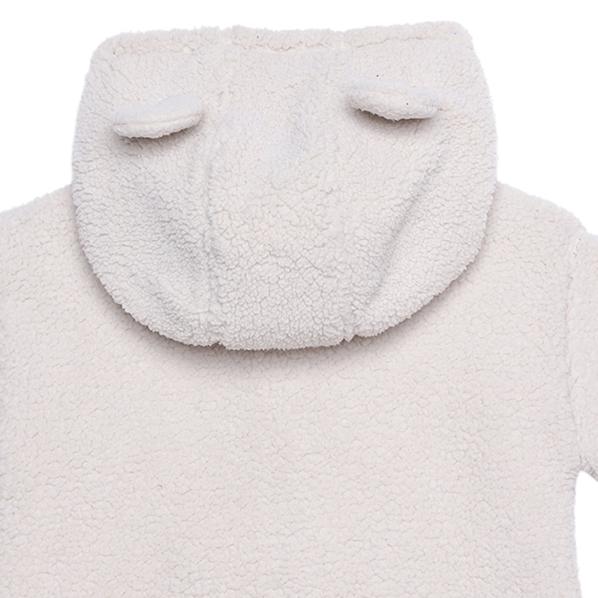 Baby Boys Off White Soft Fur Bear Badge Sherpa Hooded Romper Regular Fit Casual Wear