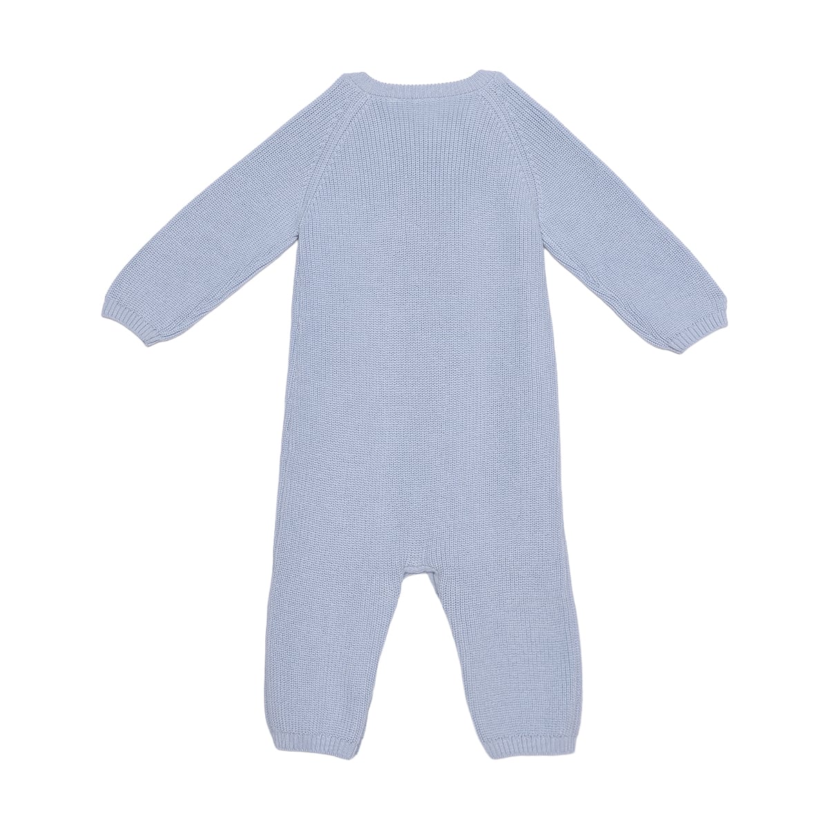 Baby Boys Light Blue Cotton Blend Bear Embroidered Knitted Full Sleeve Romper Regular Fit Casual Wear