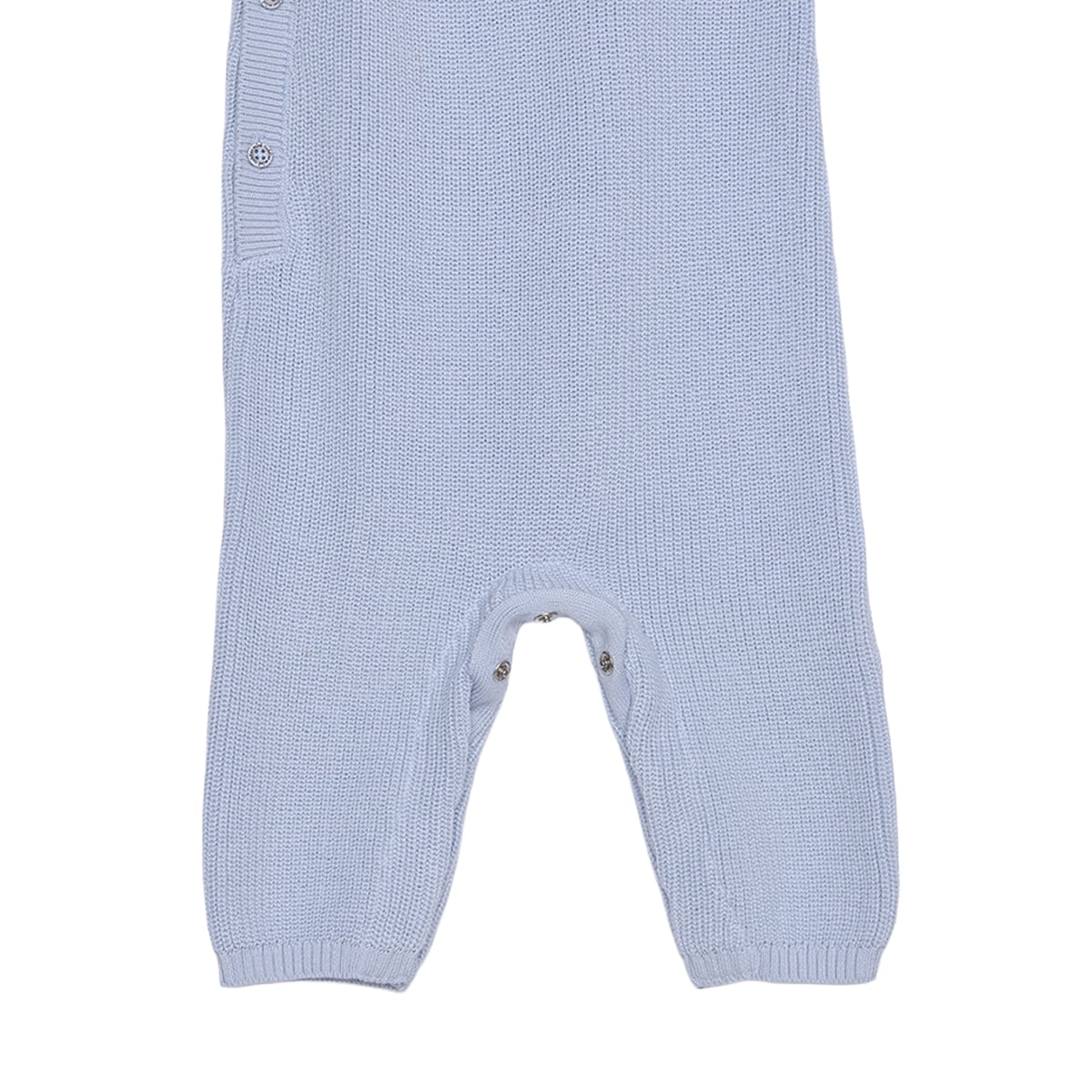 Baby Boys Light Blue Cotton Blend Bear Embroidered Knitted Full Sleeve Romper Regular Fit Casual Wear