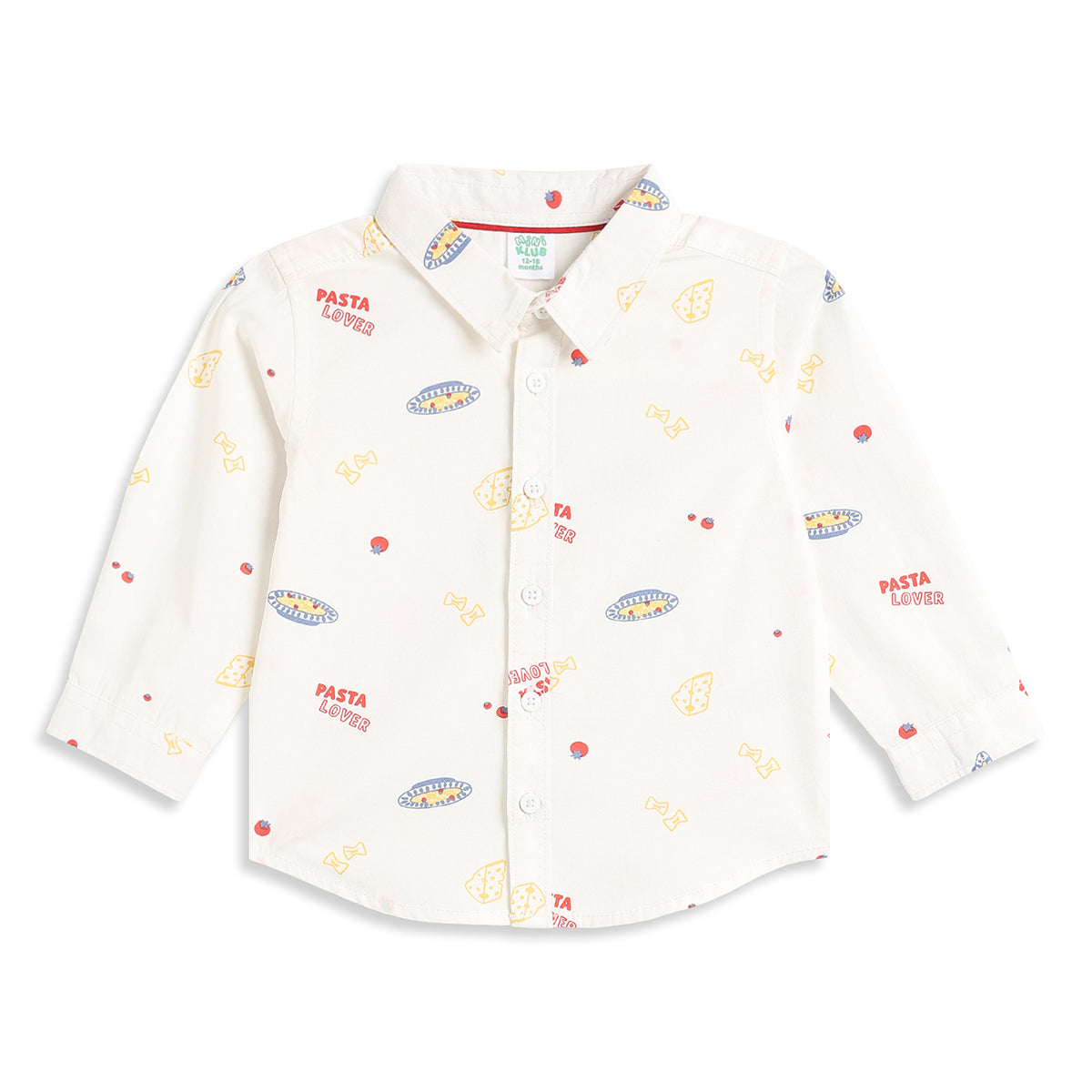 Baby Boys White Cotton Food Print Shirt Regular Fit Casual Kids Wear