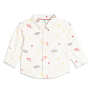 Baby Boys White Cotton Food Print Shirt Regular Fit Casual Kids Wear