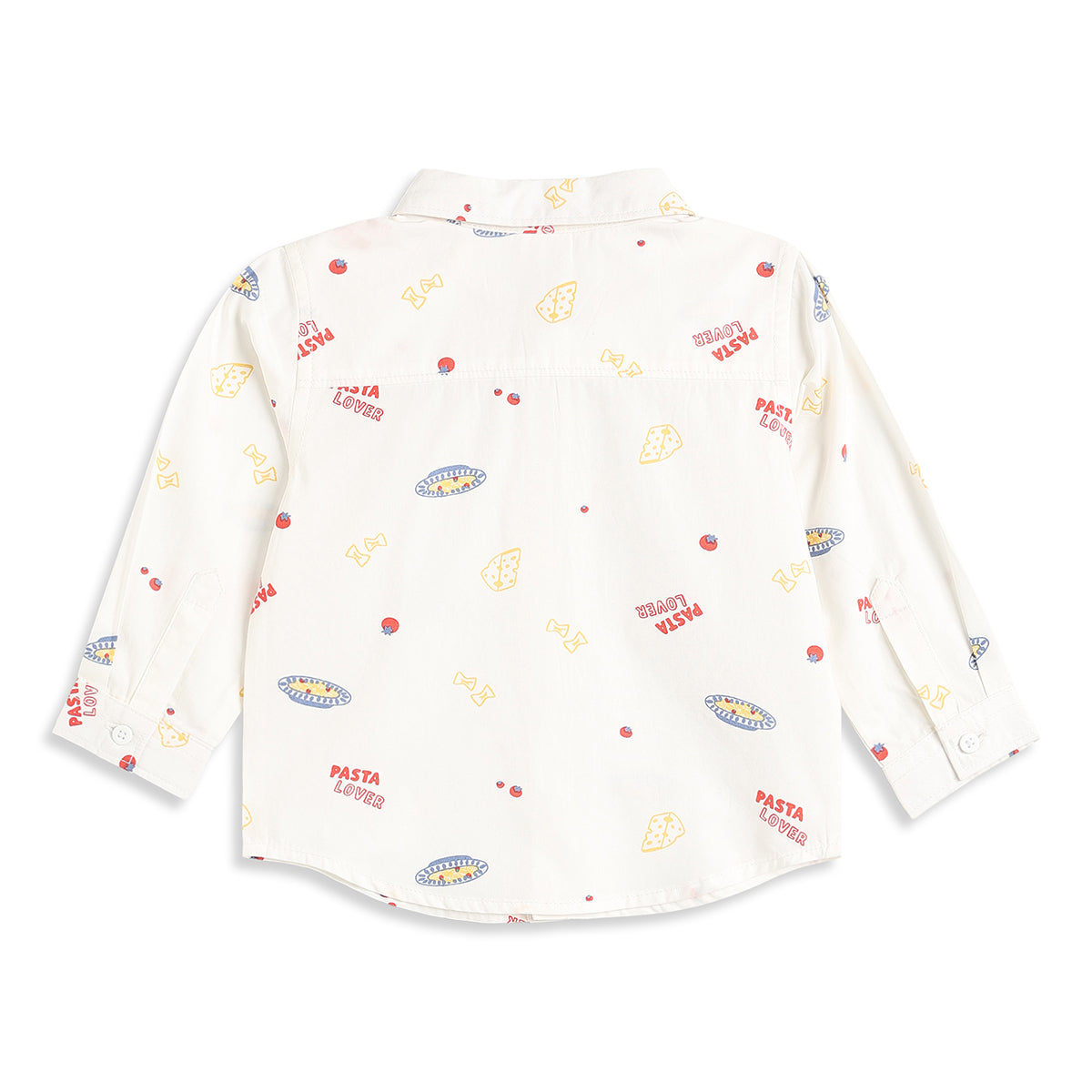 Baby Boys White Cotton Food Print Shirt Regular Fit Casual Kids Wear