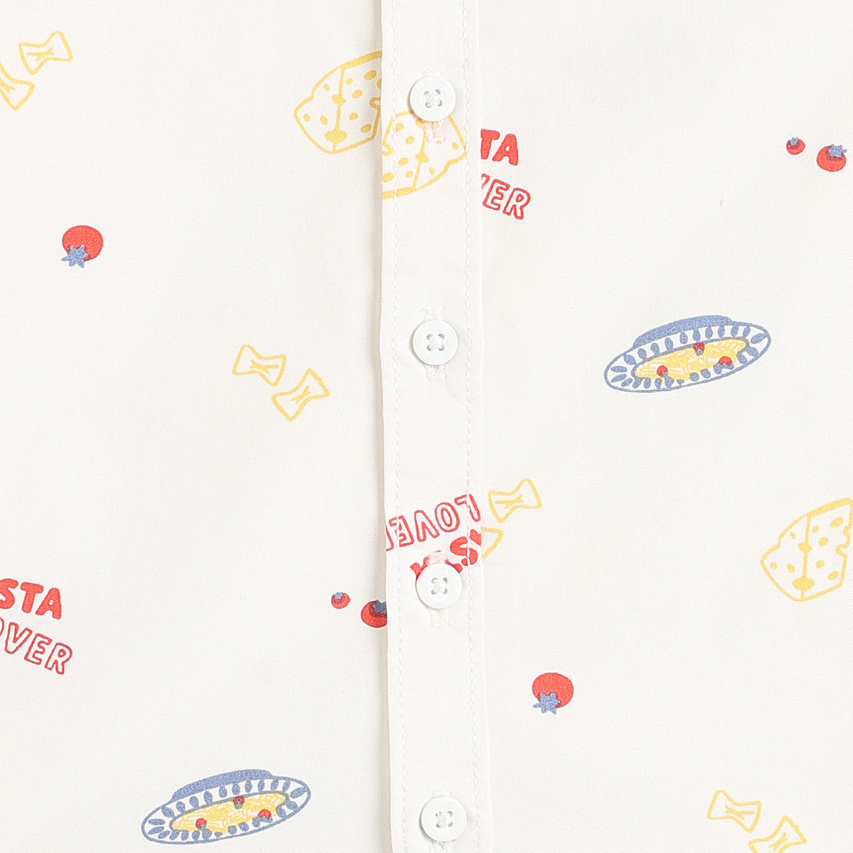 Baby Boys White Cotton Food Print Shirt Regular Fit Casual Kids Wear