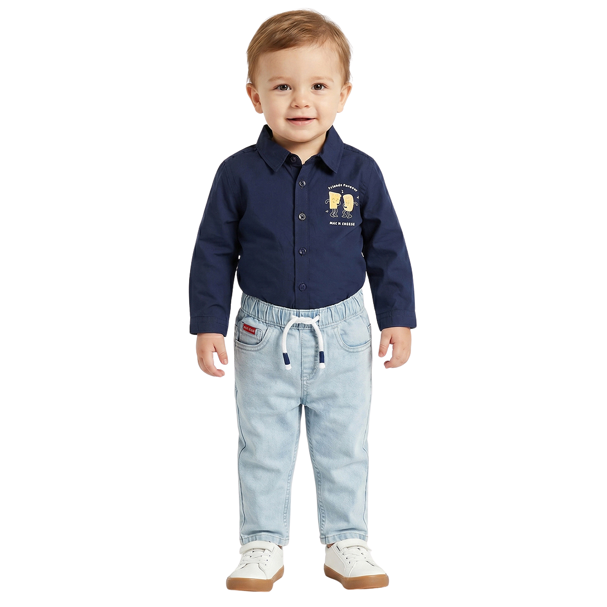 Baby Boys Navy Blue Cotton Shirt Printed Regular Fit Casual Kids Wear