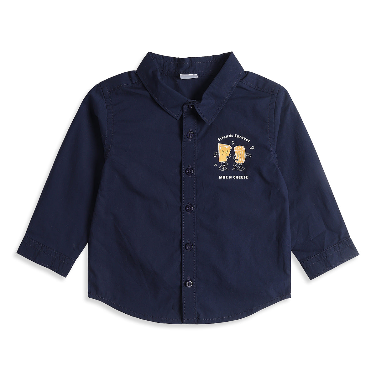 Baby Boys Navy Blue Cotton Shirt Printed Regular Fit Casual Kids Wear