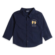 Baby Boys Navy Blue Cotton Shirt Printed Regular Fit Casual Kids Wear