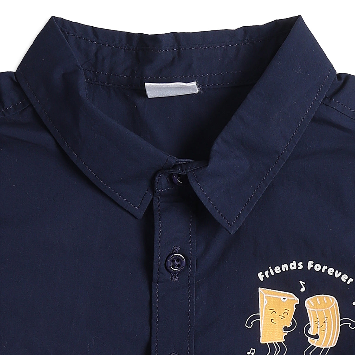Baby Boys Navy Blue Cotton Shirt Printed Regular Fit Casual Kids Wear