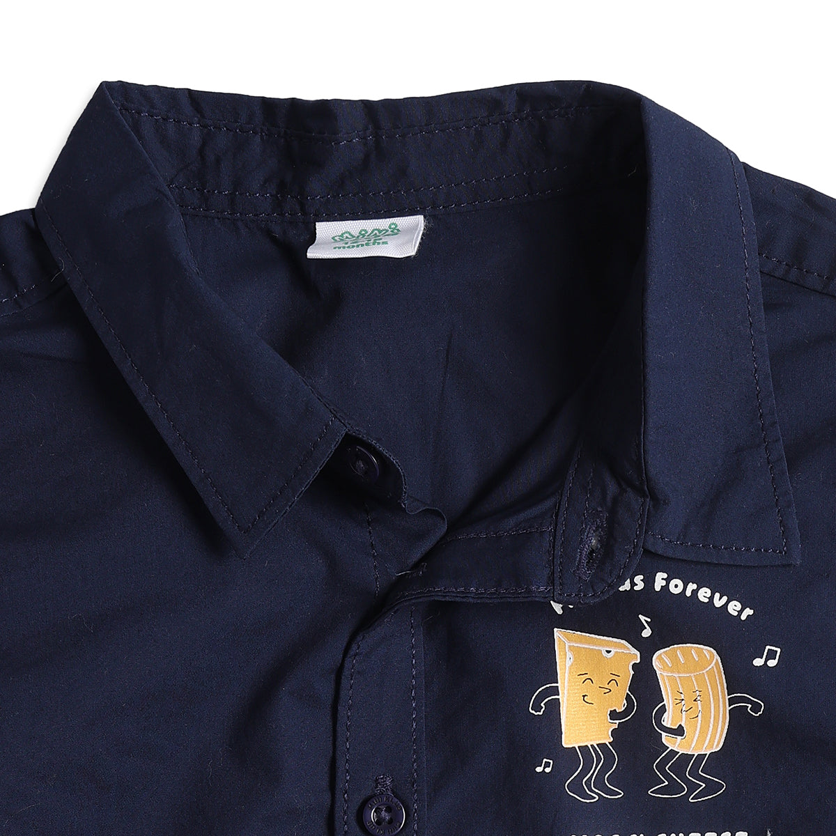 Baby Boys Navy Blue Cotton Shirt Printed Regular Fit Casual Kids Wear