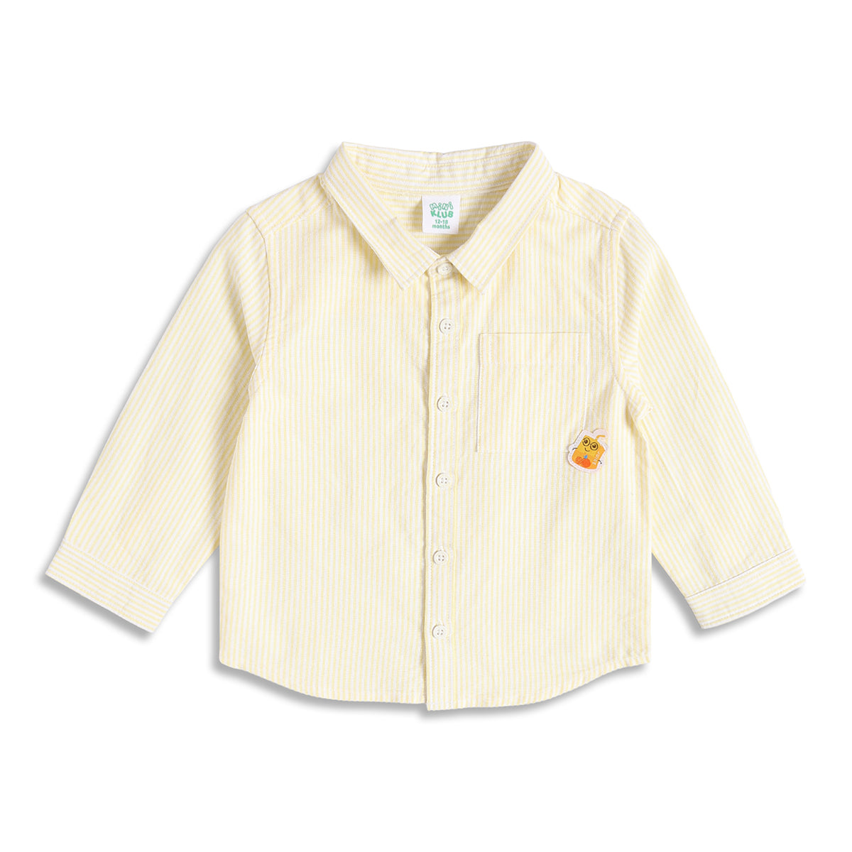 Baby Boys Yellow and White Cotton Striped Shirt Regular Fit Casual Kids Wear