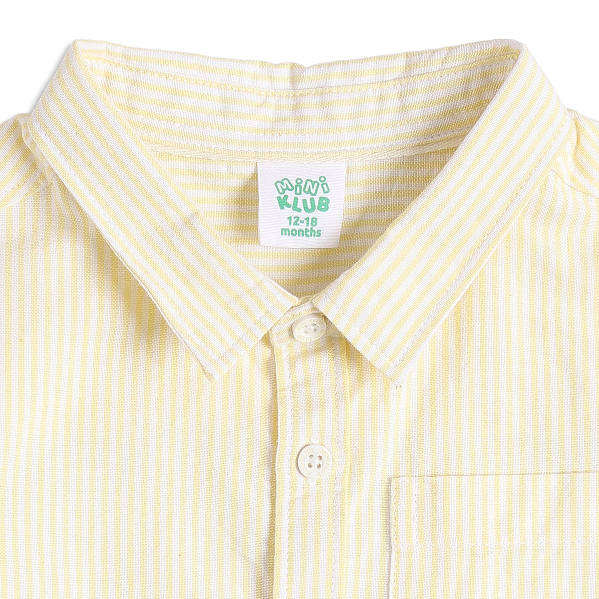 Baby Boys Yellow and White Cotton Striped Shirt Regular Fit Casual Kids Wear