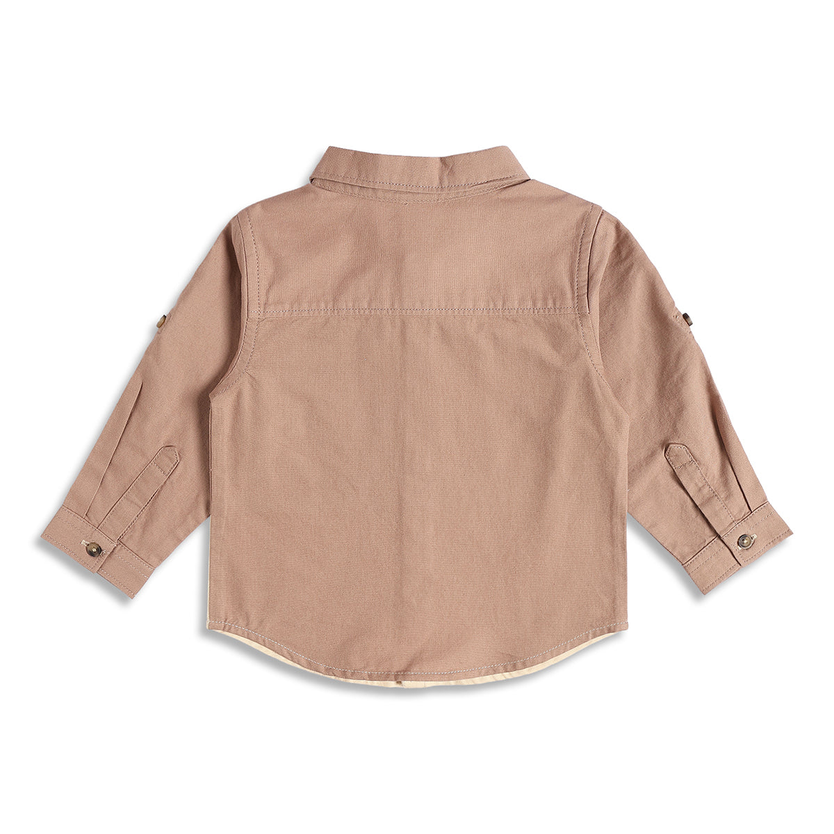 Baby Boys Brown and Beige Cotton Colorblock Shirt Regular Fit Casual Kids Wear