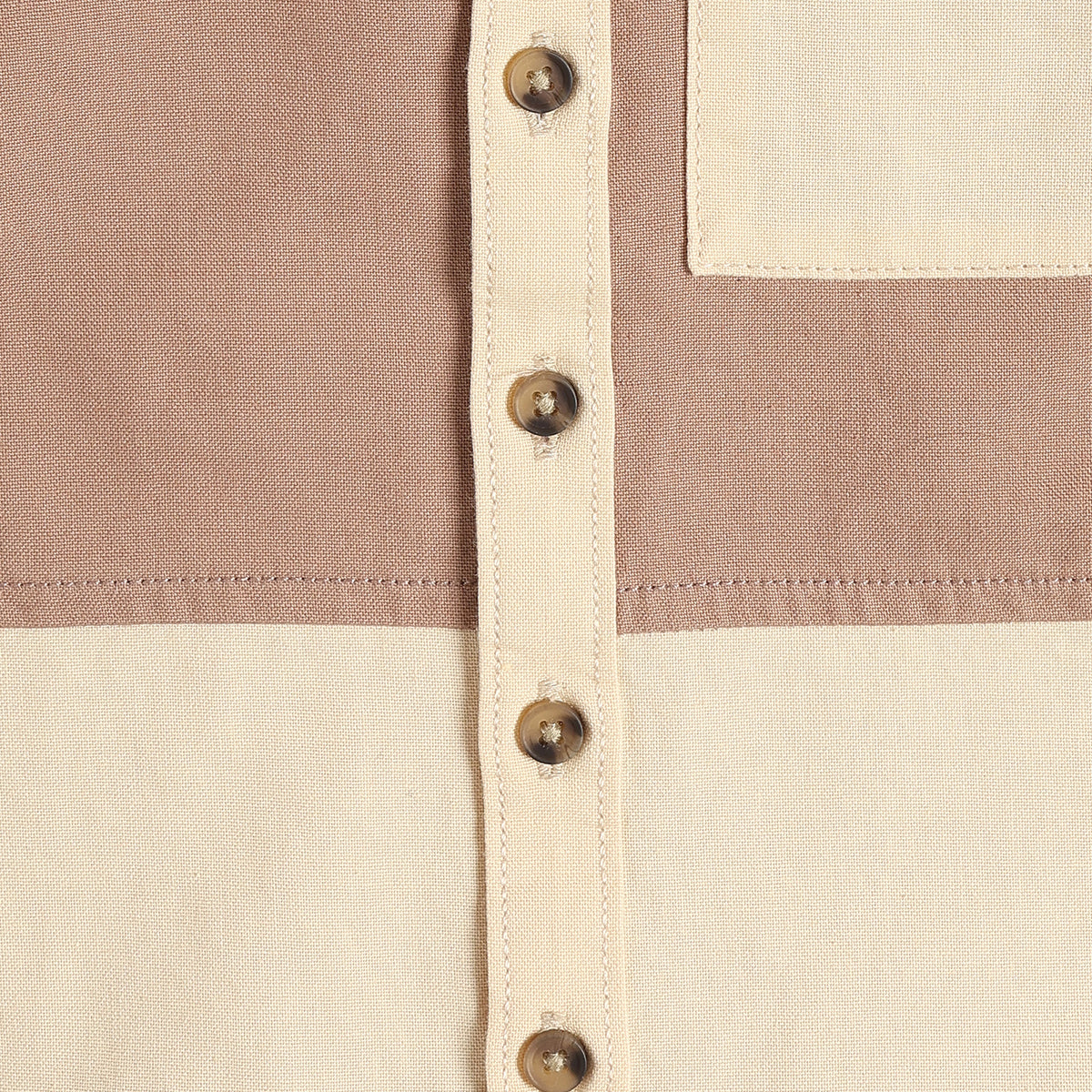 Baby Boys Brown and Beige Cotton Colorblock Shirt Regular Fit Casual Kids Wear