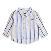 Baby Boys Blue, Navy and Yellow Cotton Striped Shirt Regular Fit Casual Kids Wear
