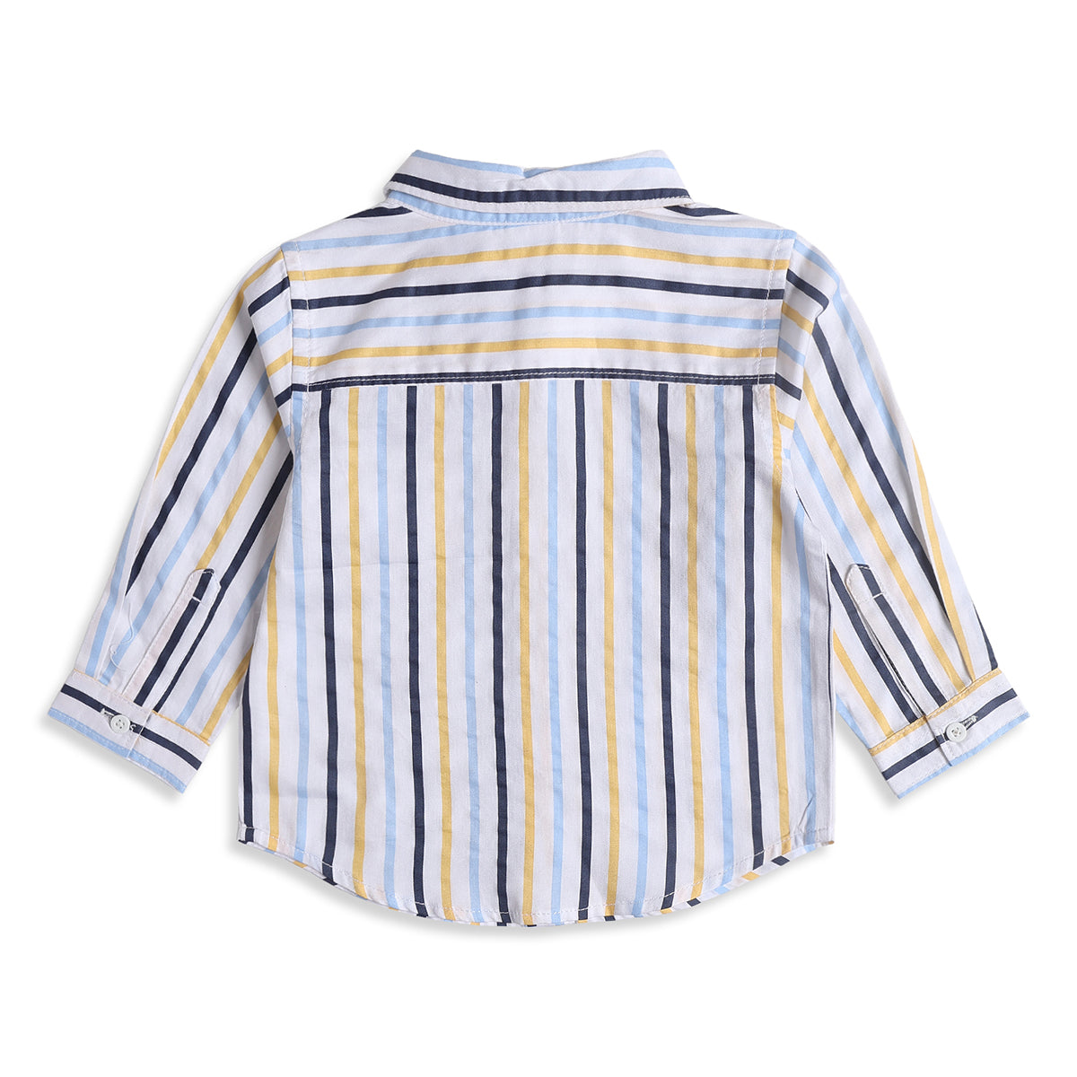 Baby Boys Blue, Navy and Yellow Cotton Striped Shirt Regular Fit Casual Kids Wear