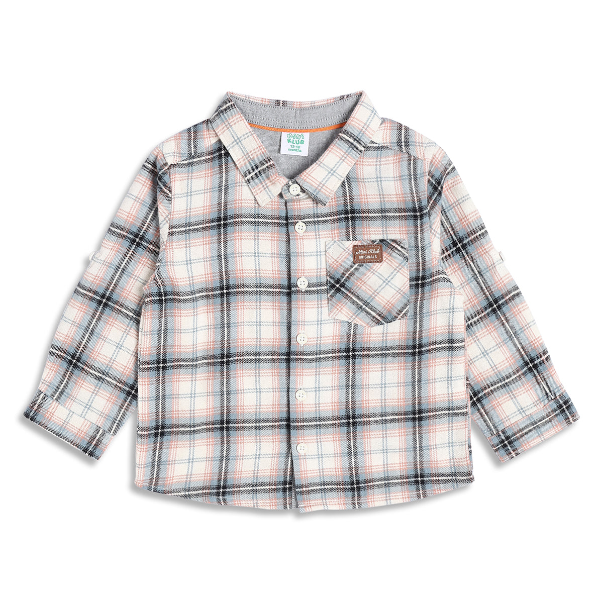 Baby Boys White, Blue and Black Checked Cotton Shirt Regular Fit Casual Kids Wear