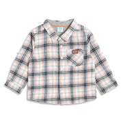Baby Boys White, Blue and Black Checked Cotton Shirt Regular Fit Casual Kids Wear