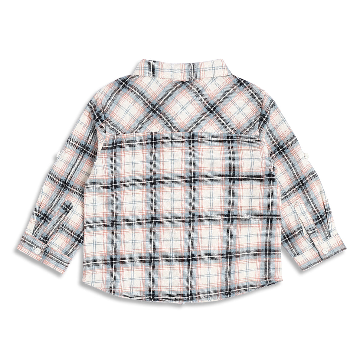 Baby Boys White, Blue and Black Checked Cotton Shirt Regular Fit Casual Kids Wear