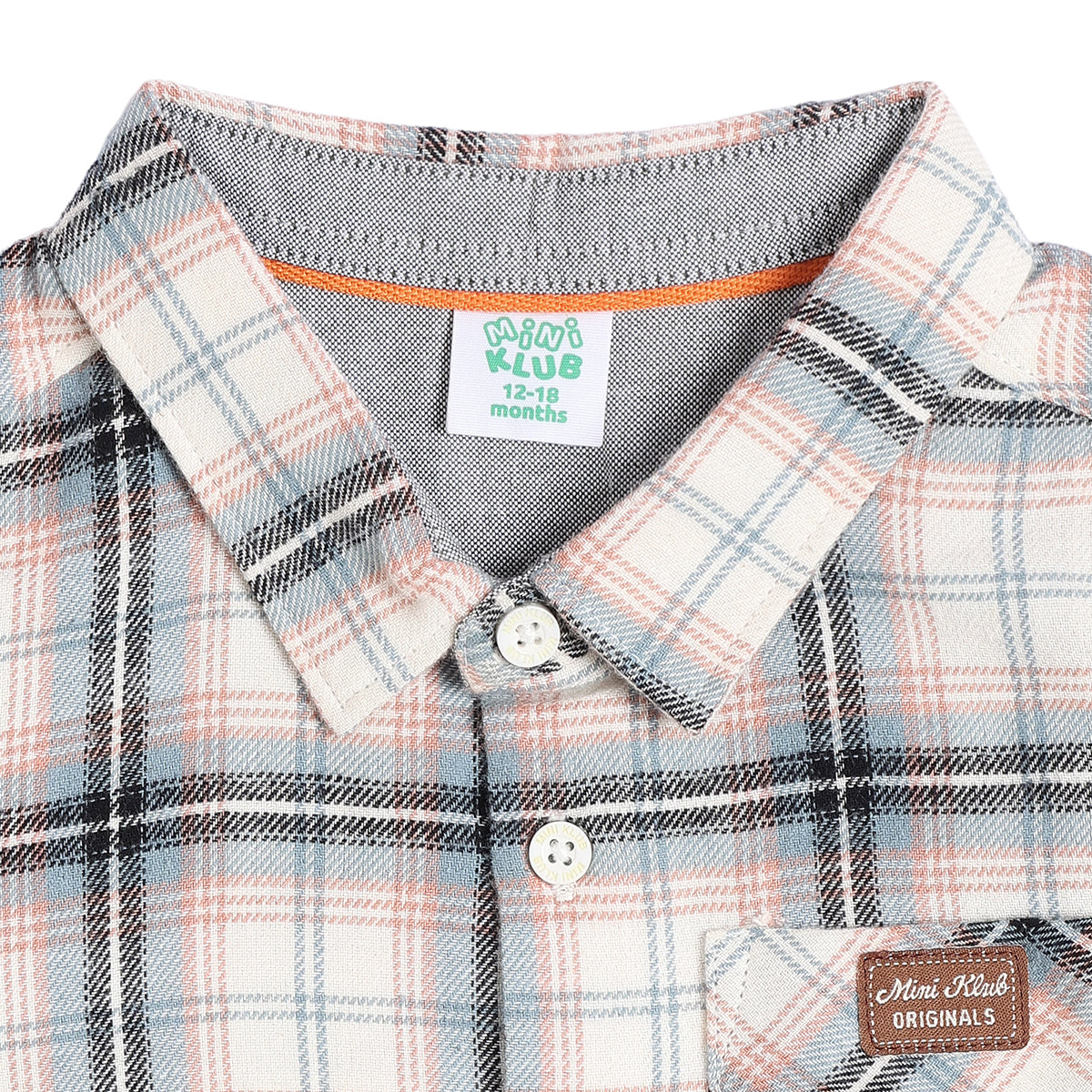 Baby Boys White, Blue and Black Checked Cotton Shirt Regular Fit Casual Kids Wear
