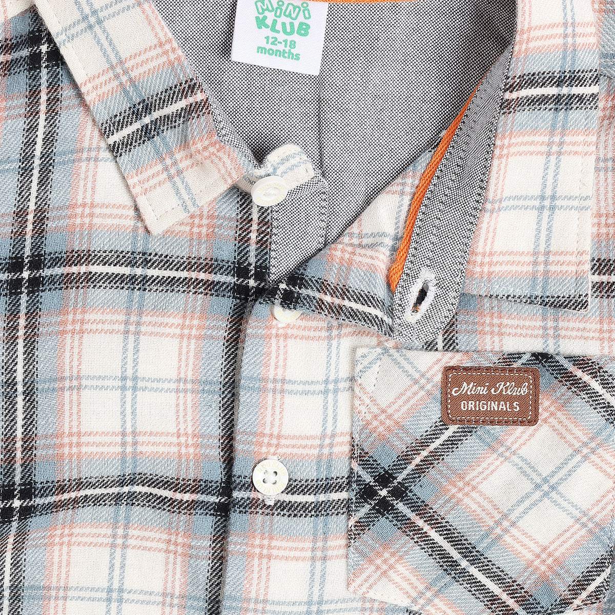 Baby Boys White, Blue and Black Checked Cotton Shirt Regular Fit Casual Kids Wear