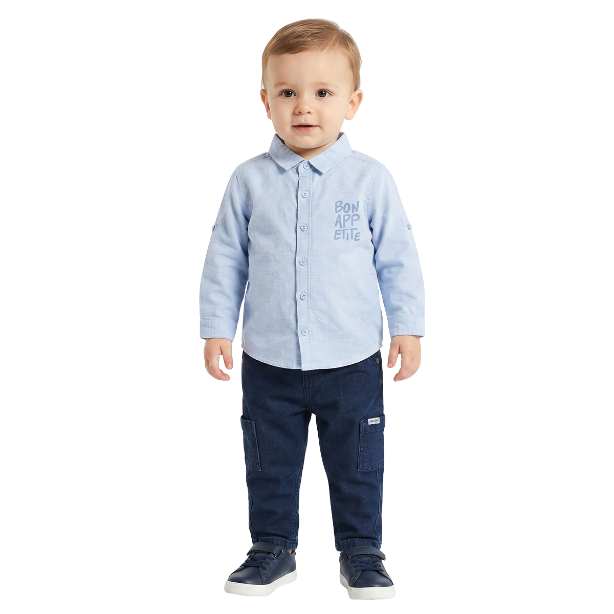 Baby Boys Light Blue Cotton Printed Shirt Regular Fit Casual Kids Wear