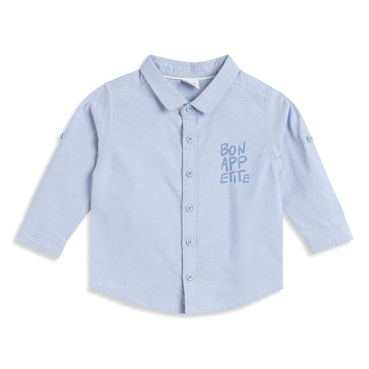 Baby Boys Light Blue Cotton Printed Shirt Regular Fit Casual Kids Wear