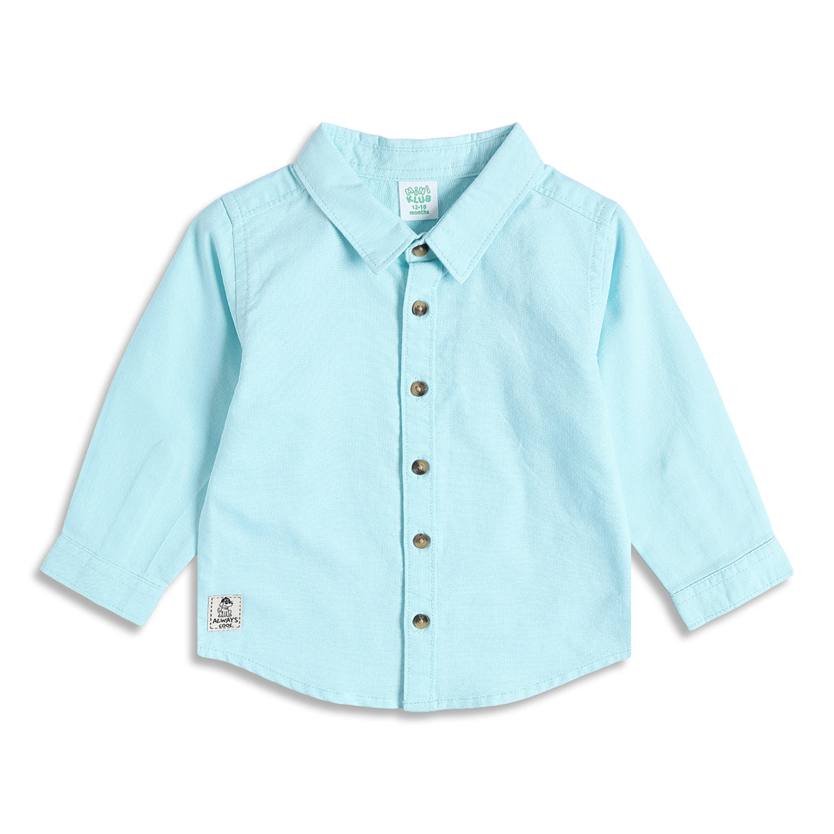 Baby Boys Aqua Blue Cotton Shirt Regular Fit Casual Kids Wear