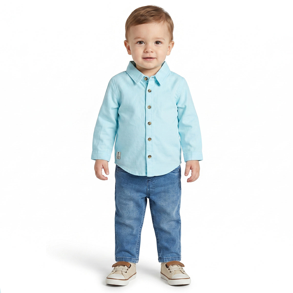 Baby Boys Aqua Blue Cotton Shirt Regular Fit Casual Kids Wear