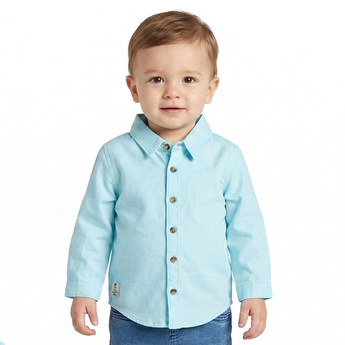 Baby Boys Aqua Blue Cotton Shirt Regular Fit Casual Kids Wear