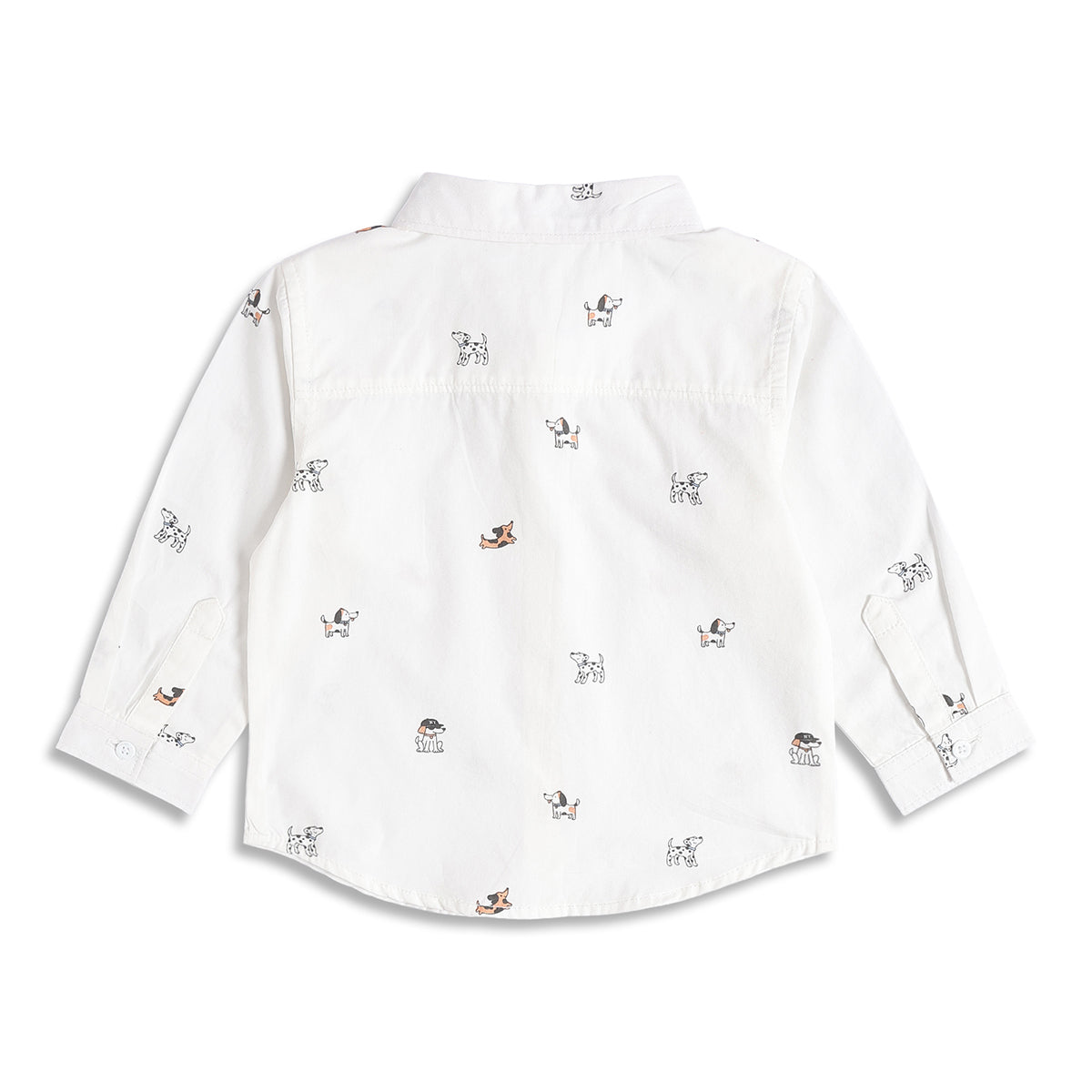 Baby Boys White Cotton Dog Print Shirt Regular Fit Casual Kids Wear