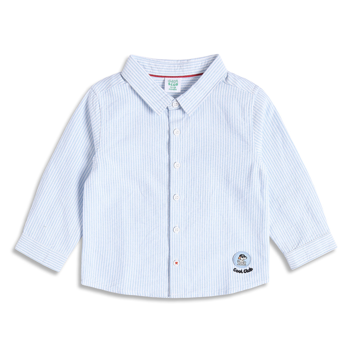 Baby Boys Light Blue and White Cotton Striped Shirt Regular Fit Casual Kids Wear