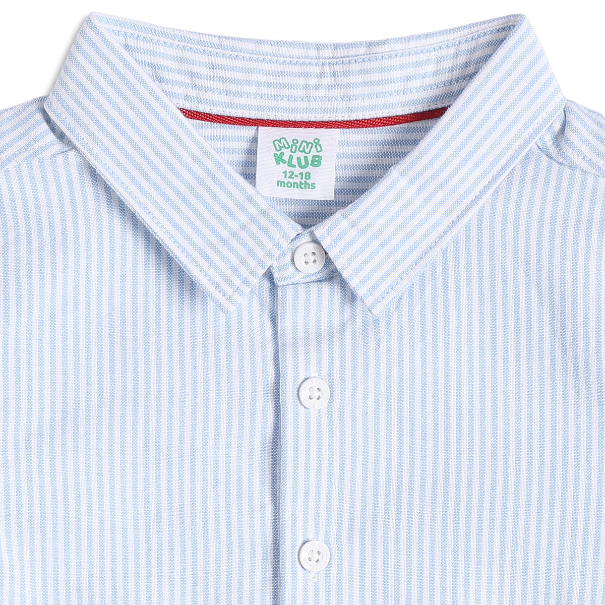 Baby Boys Light Blue and White Cotton Striped Shirt Regular Fit Casual Kids Wear