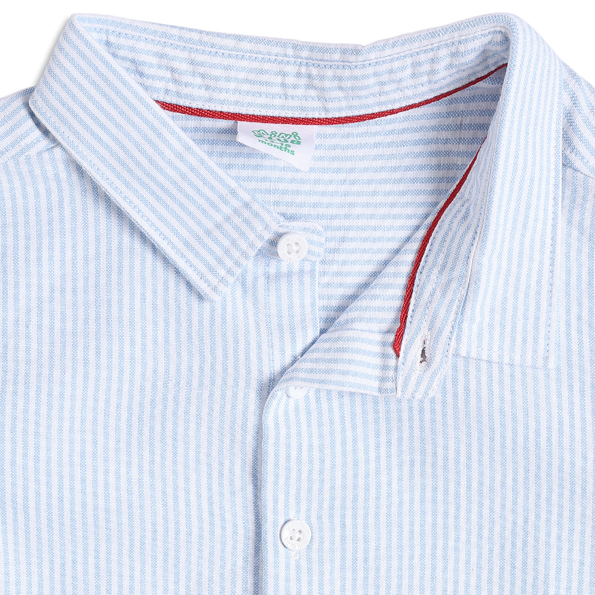 Baby Boys Light Blue and White Cotton Striped Shirt Regular Fit Casual Kids Wear