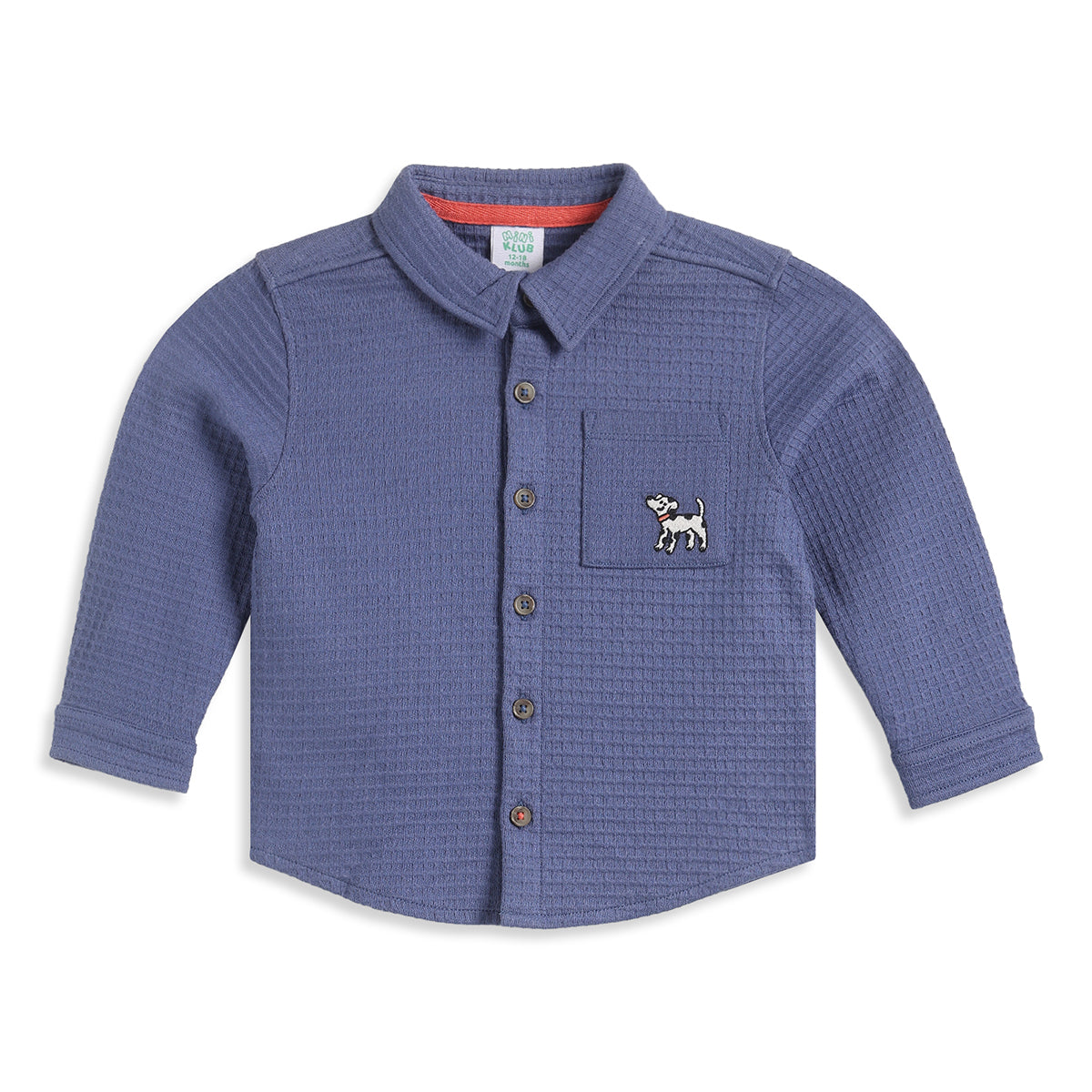 Baby Boys Blue Cotton Textured Shirt Regular Fit Casual Kids Wear
