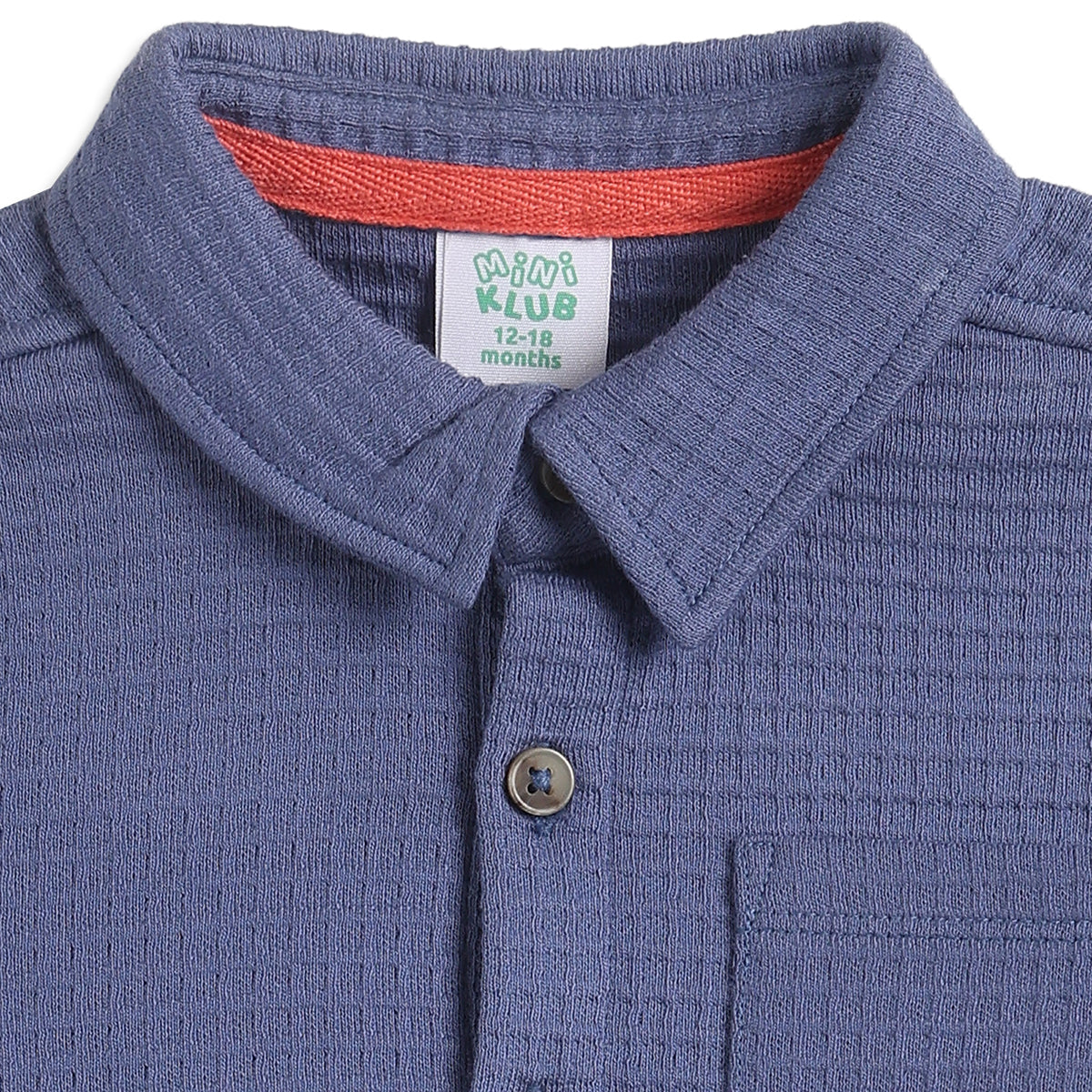 Baby Boys Blue Cotton Textured Shirt Regular Fit Casual Kids Wear