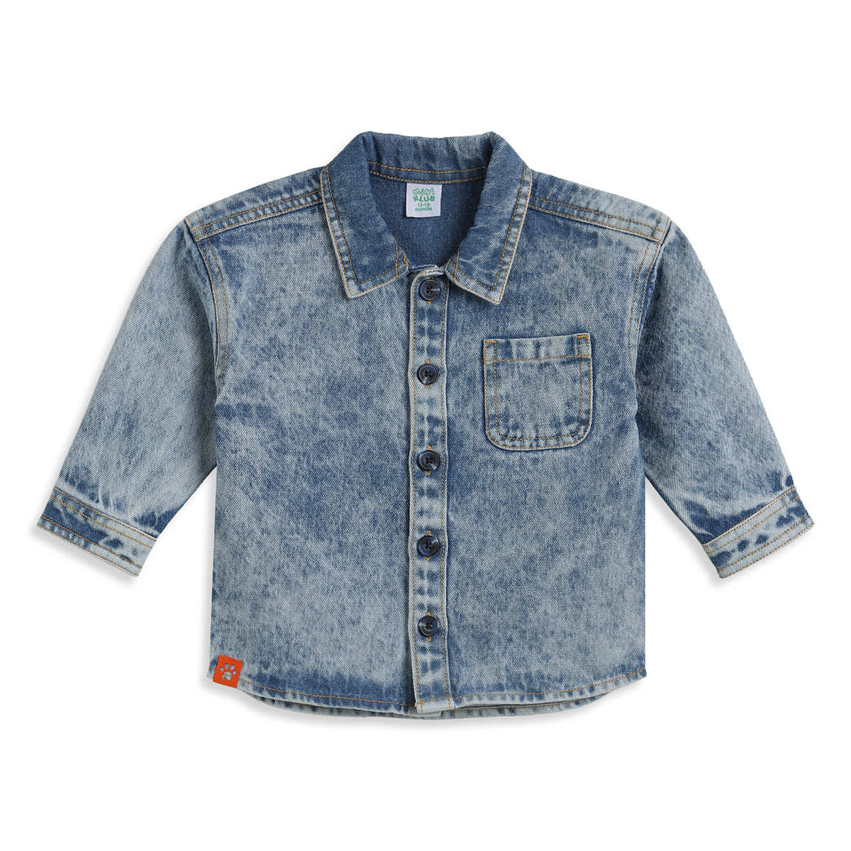 Baby Boys Blue Denim Shirt Regular Fit Casual Kids Wear