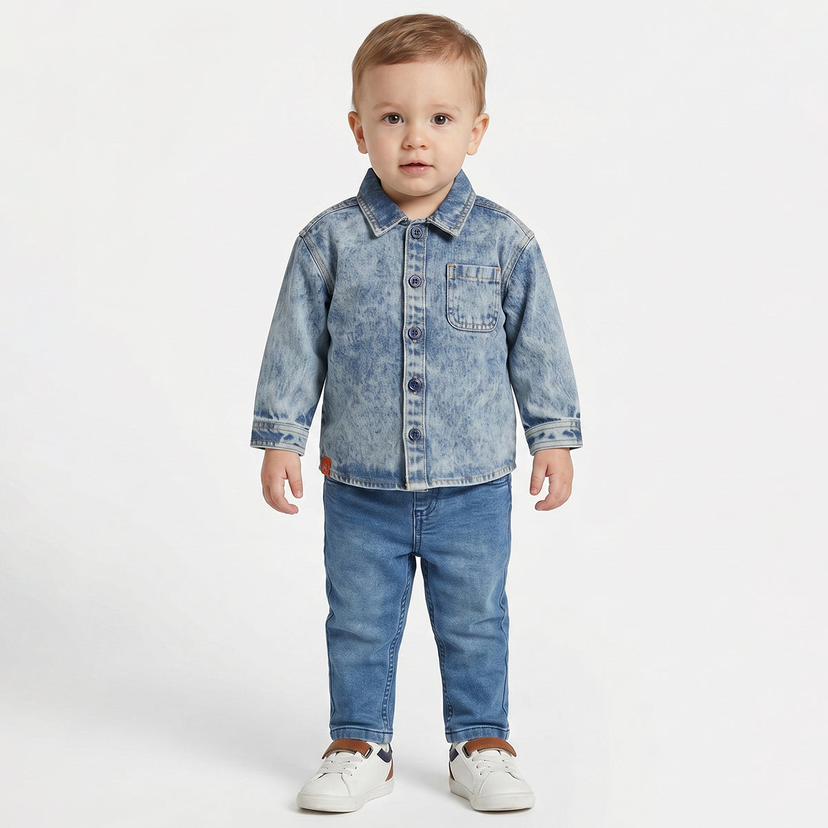 Baby Boys Blue Denim Shirt Regular Fit Casual Kids Wear
