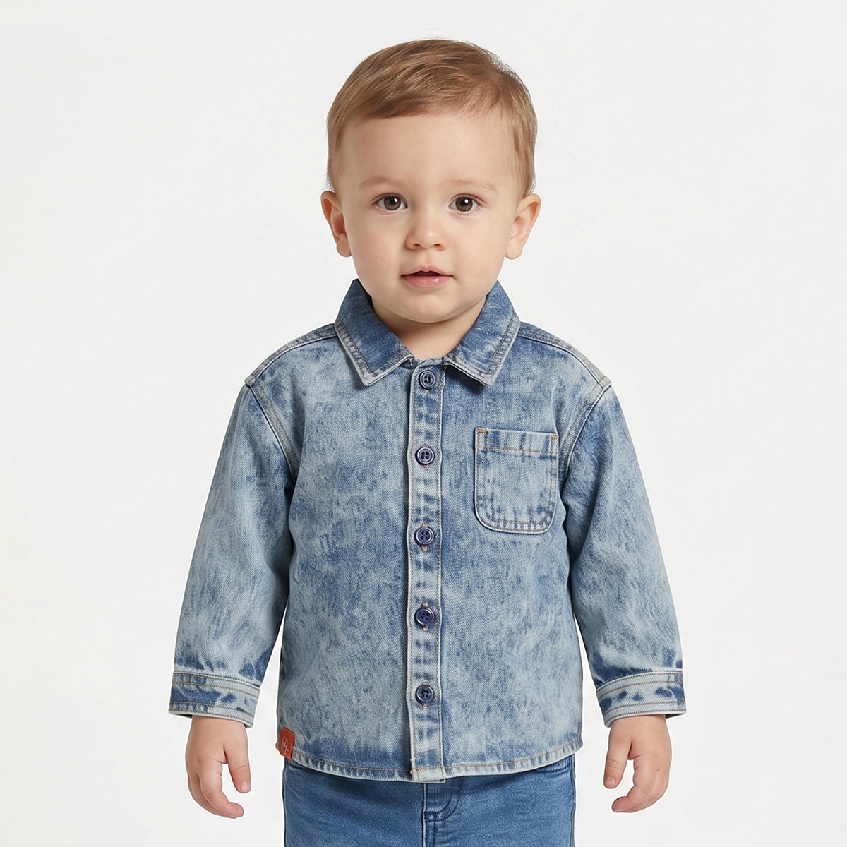 Baby Boys Blue Denim Shirt Regular Fit Casual Kids Wear